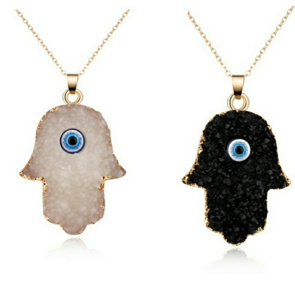 Geode Hamsa Necklaces